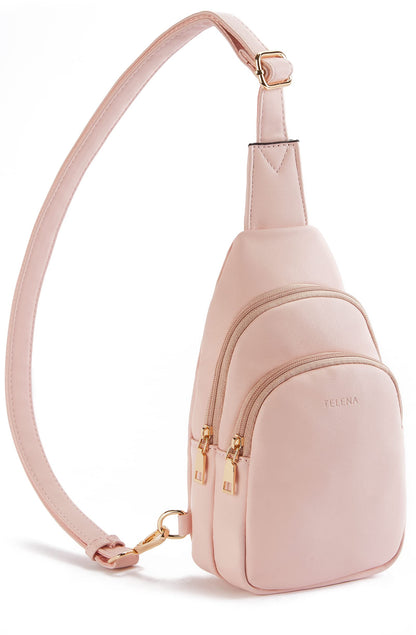 Telena Small Sling Bag for Women Leather Crossbody Fanny Packs Chest Bag for Women