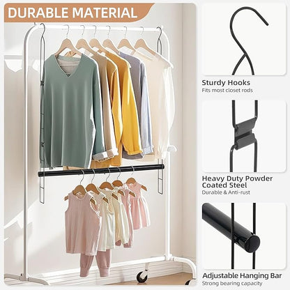 STORAGE MANIAC Hanging Closet Rod, Adjustable Width and Height Closet Hanging