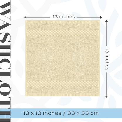 White Classic Luxury Cotton Washcloths 13x13 Inch