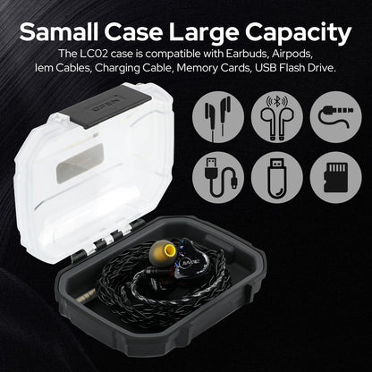 Linsoul LC02 in Ear Monitor Case, Portable Earbud Hard Case, Waterproof Earphone Storage Box, Travel Carrying Case for Headphones and IEM Cables, Fit for ZS10 PRO Cadenza Supermix4 Hype4 Zero:2 Zonie