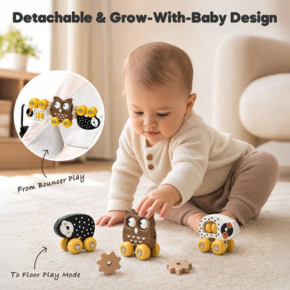 Mamatepe Baby Bouncer Toy Bar, Wooden, Brown & Yellow