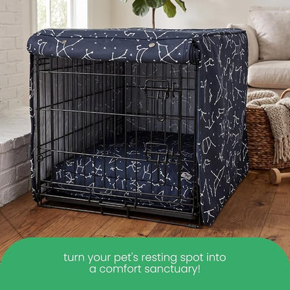 Molly Mutt Rocketman Dog Crate Cover, 100% Cotton Canvas Cover with 2 Roll-Up Panels, Ideal for Dog or Cat Crate, Durable, Washable, and Free of Harmful Chemicals, 42" x 28" x 31"