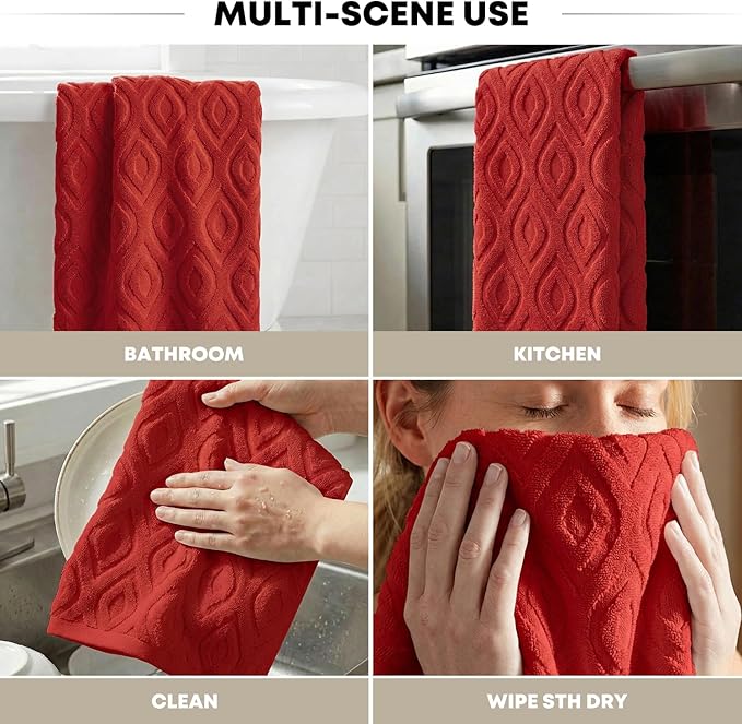 Artoid Mode 1 Pc Red 3D Diamond Grid Jacquard Hand Towels