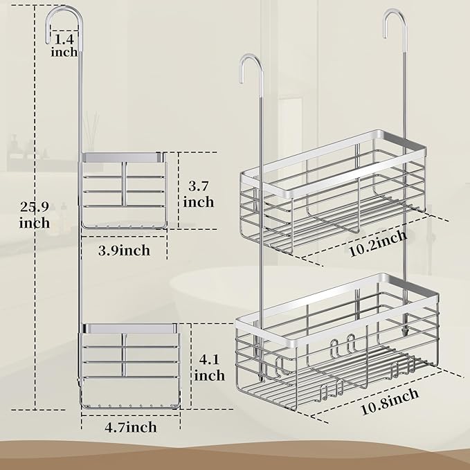 DELLAN Hanging Shower Organizer, 2-Tier Shower Rack