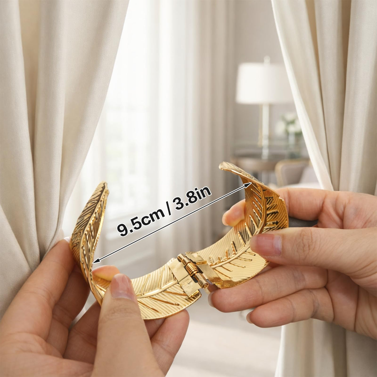 Curtain Tiebacks 2Pcs Curtain Ties Elegant Feather Curtain Tie backs Premium Alloy Spring Curtain Ties No Drilling Curtain Clips for Modern Luxury French Nordic Minimalist Home Decor Curtain Holdbacks