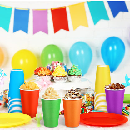 Kochorie 100 Pack 12 Ounce Disposable Rainbow Paper Cups, Colorful Party Cups, Drinking Birthday Cups for Holiday Party Supplies DIY Crafts, 6 Colors