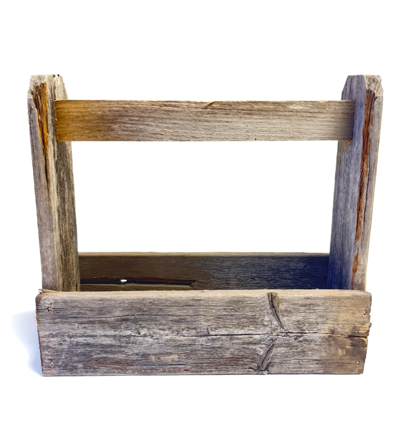 Rustic Revival | Rustic Tote Decorative Carry All Barnwood Planter Box – Farmhouse Indoor & Outdoor Décor Accent – Authentic Weathered Wood Real Wood Tote