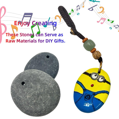 Lifetop 4PCS Drilled Small Flat River Rocks for Painting, 1.5"-2.0" Craft Rocks for Painting, Plain Pebbles Art, River Rock Pendants,DIY Rocks
