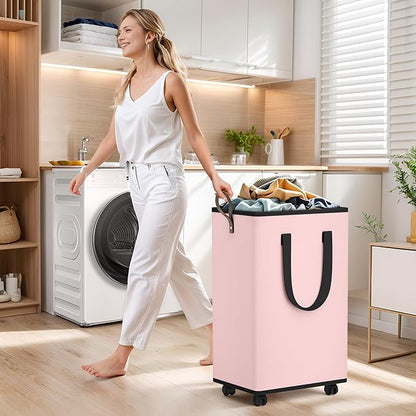 Laundry Basket with Wheels, Collapsible Laundry Baskets, Laundry Hamper with