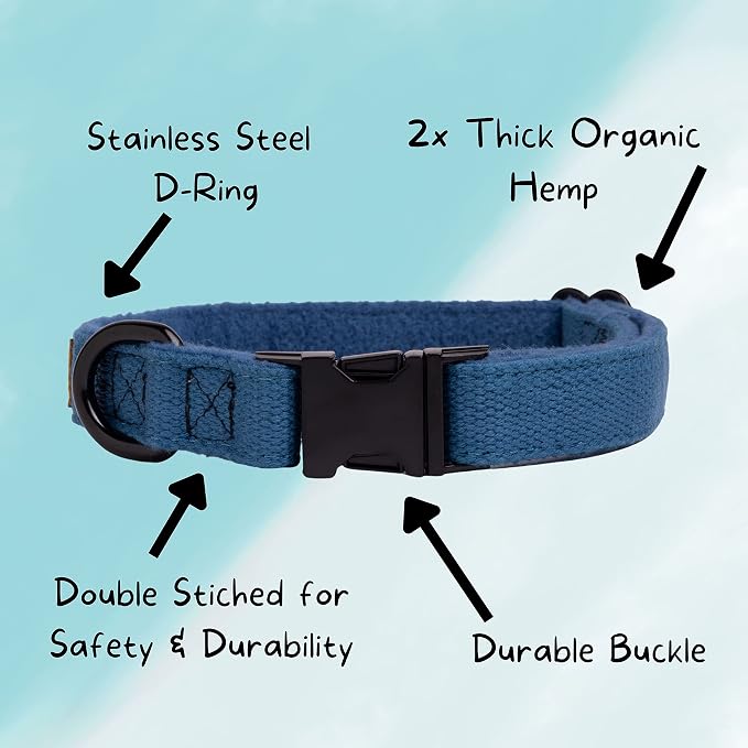 Pawsitive Hemp Dog Collar - Super Soft Hypoallergenic Lining. Great for Small, Medium and Large Dogs; Large Rosemary Red