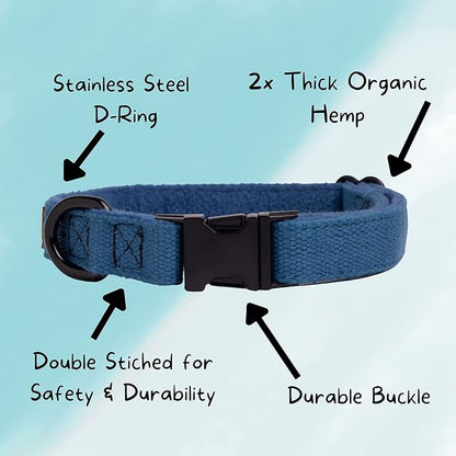 Pawsitive Hemp Dog Collar - Super Soft Hypoallergenic Lining. Great for Small, Medium and Large Dogs; Large Natural