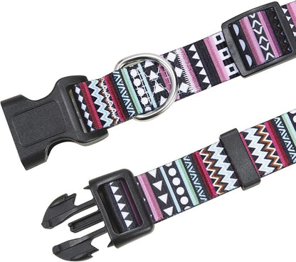 Mihqy Dog Collar with Bohemia Floral Tribal Geometric Patterns - Soft Ethnic Style Collar Adjustable for Small Medium Large Dogs（Bohemian Purple,S）