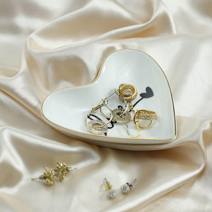CHOOLD Original Ceramic Heart Shape Ring Dish Holder Jewelry Tray Dish Trinket Holder Jewelry Holder Home Decor Dish Wedding Birthday Xmas Gift