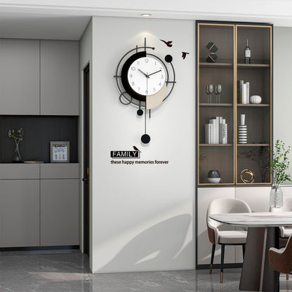 JTWALCLOCK Large Wall Clock for Living Room Decor Modern Decorative Black Wood Wall Clock with Pendulum Battery Operated Non Ticking for Kitchen Bedroom Office 23 Inch Big Silent Art Clock for Home