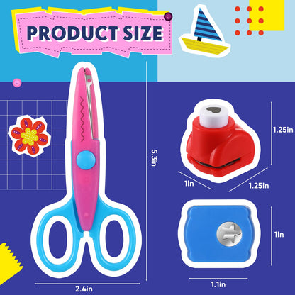 22 Pcs Craft Hole Punch and Creative Scissors Set, Including 12 Craft Pattern Scissors Decorative Edge Scrapbooking Edging, 10 Paper Punch for School Kids Adults Crafting