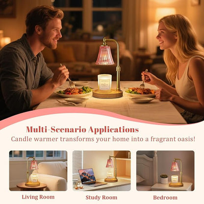 Hong-in Pink Candle Warmer Lamp with Timer Dimmable,Birthday Gifts for Women,Adjustable Height Wax Melt Warmer for Jar Candles,House Warming Gifts New Home,Ideal for Office,Dorm,Bedroom Home Decor