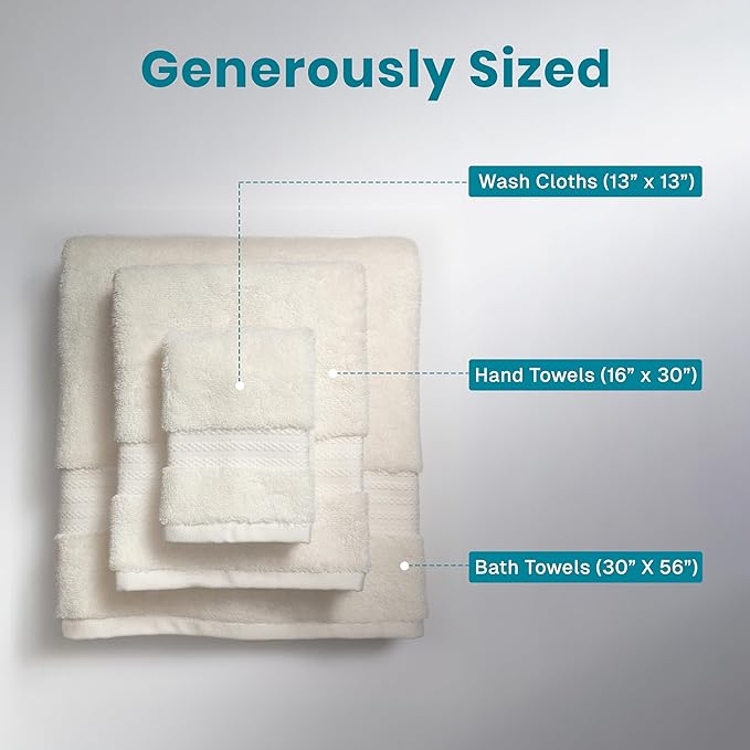 Fabdreams 100% Organic Cotton Bath Towel Set of 6 700 GSM Hotel Premium Plush