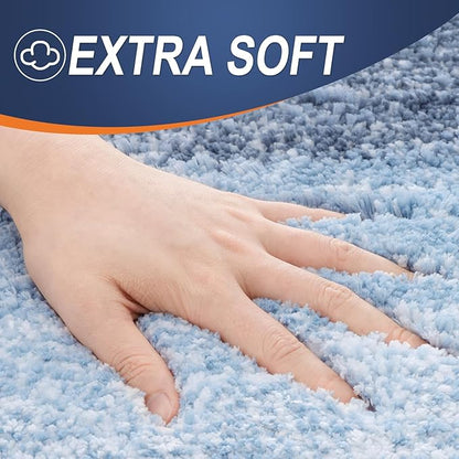 OLANLY Large Bathroom Rugs Mat 45x27, Extra Soft Absorbent Microfiber Bath Rugs, Rubber Backing, Quick Dry, Machine Washable Bath Mats for Bathroom Floor, Tub and Shower, Home Decor Accessories, Blue