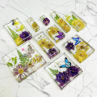 RESINWORLD Upgraded 10 Sizes Epoxy Resin Molds Silicone Kit, Square Rectangle Silicone Molds for Resin, Soap, Candles, Specimen, Dried Flower