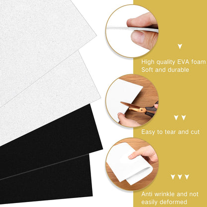 Innconee 30 Pcs 3D 3mm Embroidery Foam EVA Puffy Foam Sheets for Embroidery Crafts and Arts, Hand Sewing, DIY Projects, Cosplay Costumes, Quilting, Hats, Pillows, Bags(Black,White,6 x 9 Inch)