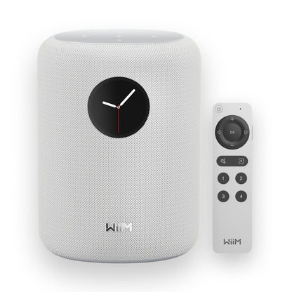 WiiM Sound Smart Speaker with 1.8″ Touch Display, Hi‑Res 24‑bit/192 kHz, AI RoomFit™ Room Correction, 100W Peak, Wi‑Fi 6E/Bluetooth 5.3, Multi‑Room & Stereo Pairing, Remote Included, White