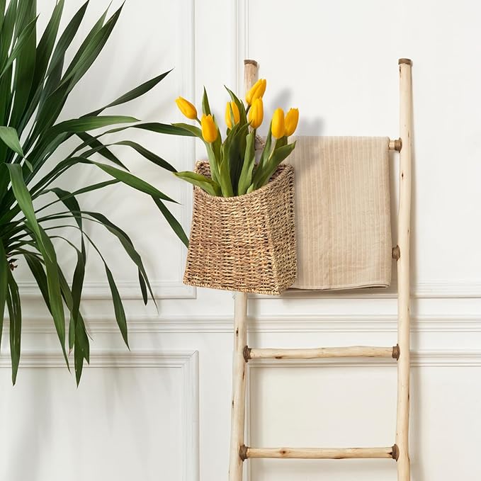 Woven Hanging Seagrass Baskets, Hanging Wall Wicker Basket, Handmade Organizer