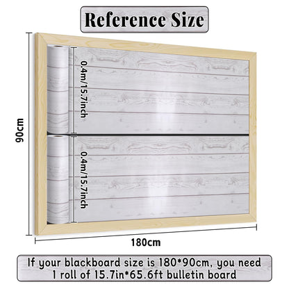 White Wood Bulletin Board Roll Reusable Waterproof Erasable White Wood Non-Woven Fabric Bulletin Board Roll Wooden Poster for Teacher Classroom Decors Wrap Crafts 15.7"×65.6ft