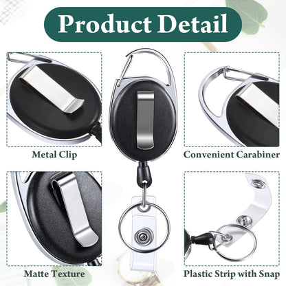 Honoson 50 Pcs Heavy Duty Retractable Badge Reels Batch ID Badge Holder Retractable Clip Bulk Key Holder with Ring for Office Worker Employee, Doctor Nurse Gifts (Black)