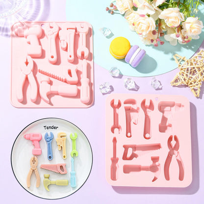 UR URLIFEHALL 2 Pcs Silicone Tool Molds Screwdriver Hammer Wrench Shape Chocolate Molds for Cake Decoration Candy Soap Cookie Ice Cube Crafts