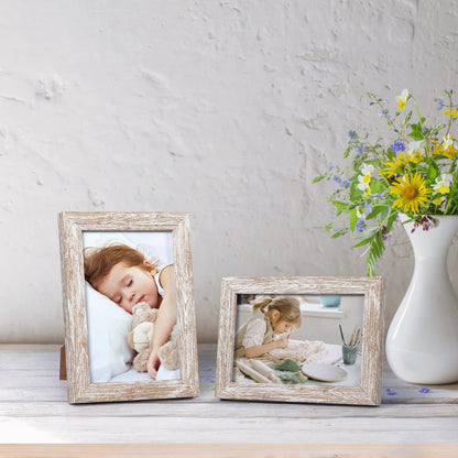Giftgarden 4x6 Picture Frame Distressed Beige White Set of 12, Multi Rustic Wood Grain 4 by 6 Photo Frames Bulk for Wall or Tabletop Display