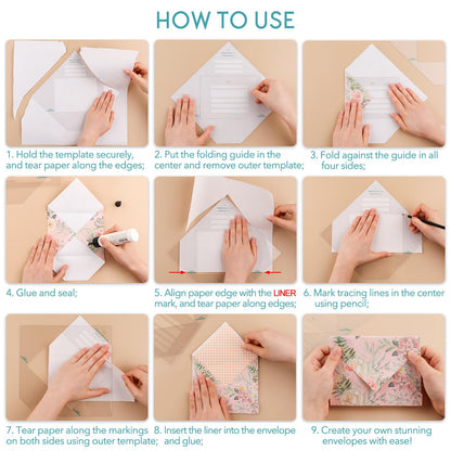 17pcs/Set Envelope Maker Guide Set Envelope Tear Templates All-in-One Envelope Making Tools for Card Making Envelope Makers Crafting Supplies