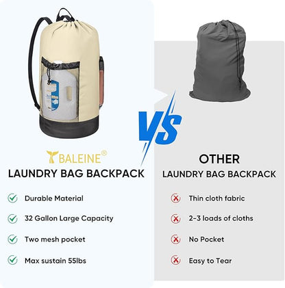 BALEINE 120L Laundry Bag Backpack, 900D Oxford Fabric Large Travel Laundry Bags