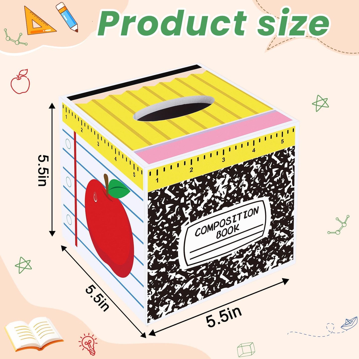 NFAMRZCAR 2 Pack Back to School Gift Wooden Tissue Box Cover, Square School Themed Tissue Holder Dispenser Paper Case for Back to School, First Day of School, Classroom Office Desk Decor