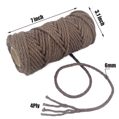 Leecogo 6mm Jute Rope 100 Feet Natural Craft Rope Twine String Perfect for Home Gardening Macrame Arts Crafts DIY Cat Scratching Post Replacement Repairing Recovering Cats Toy Making,Dark Brown