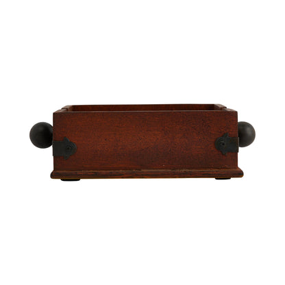 Creative Co-Op Square Wood Napkin Holder with Metal Bar