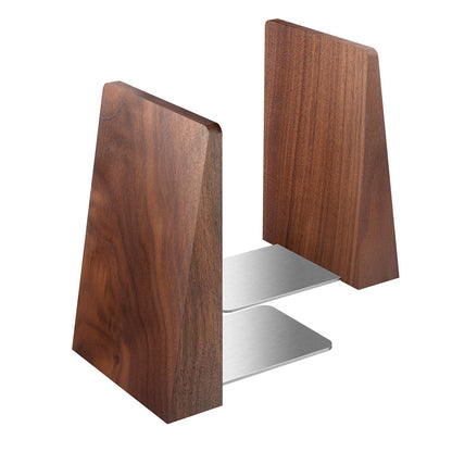 DRELIFAM Walnut Book Ends Heavy Duty Handmade Book Ends for Shelves Decorative Bookends to Hold Heavy Books (Black Walnut Wood Small)