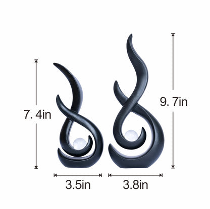 Black Home Decor Statue Modern Abstract Sculpture Decorative Accent Art Round Geometric Centerpieces for Living Room Dining Bookshelf Entryway Table Office Desk Decorations