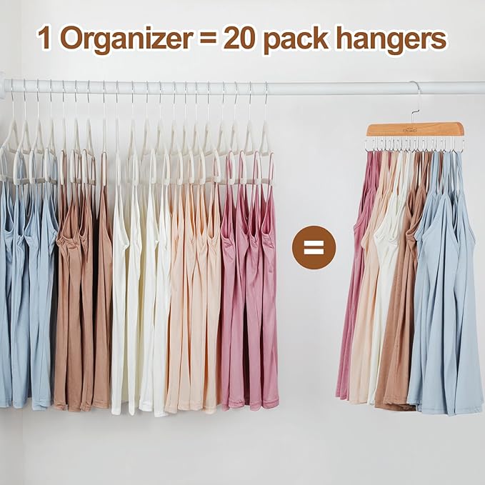 TOPIA HANGER Bra Hanger for Closet, 2 Pack Tank Top Hangers 40 Hooks Capacity