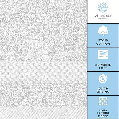 White Classic Luxury Cotton Washcloths 13x13 Inch