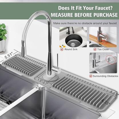 24-Inch Kitchen Sink Splash Guard Mat | 7° Slope