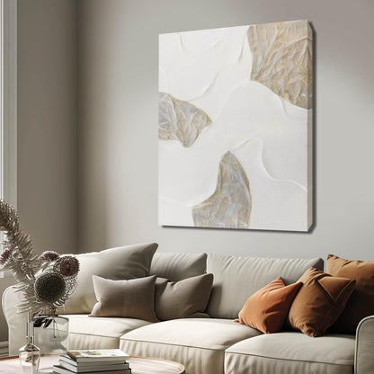 NBAODAN White and Beige Wall Paintings Large Abstract Canvas Wall Art Textured Oil Paintings 32"x40" Pictures for Living Room Office