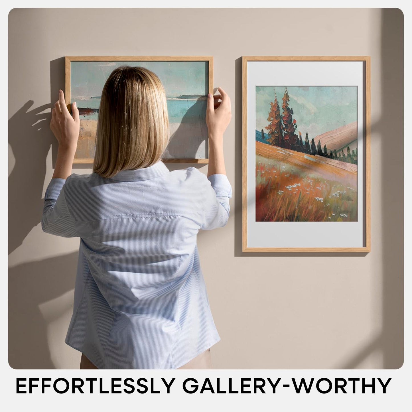 Homeforia 16x20 Wooden Frame, High End Natural Oak 16x20 Light Wood Picture Frame with Mat 11x14, 16 by 20 Poster Frames Matted to 11 x 14 Photo, 20by16 Thin Frames, Tempered Glass, Wall Kit, Set of 1