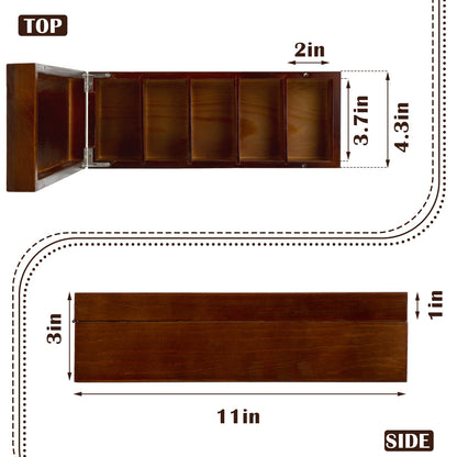 Hoteam Business Card Holder 2.2 x 3.5 Inch Index Card Holder Wood Desktop File Organizer 5 Dividers Holds 500 Cards Storage Box for Office Business Classroom 11 x 4.33 x 3.15 Inch