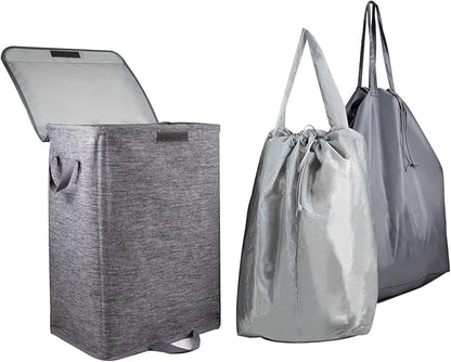 Foldable Laundry Hamper with 2 Removable Drawstring Bags, Portable Laundry