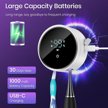 Wall Mounted Toothbrush Holder & Toothbrush Cleaner, Electric Toothbrush Holder
