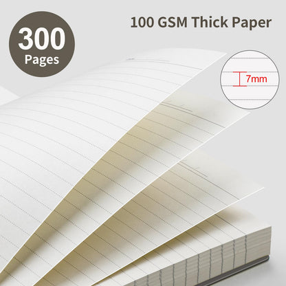 EMSHOI B5 Spiral Notebook College Ruled Lined Journal, Large 7.48" X 10.15", 300 Pages/150 Sheets, 100gsm Thick Paper, Waterproof Hardcover, for Office School Women Men Work Writing Notes, Coffee