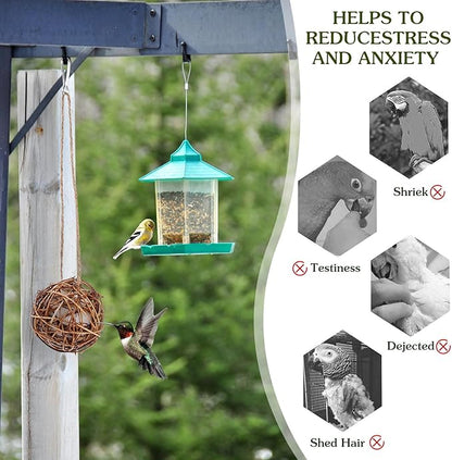 Totority Bird Nesting Material 3pcs, Pre-Filled Roosting Pocket with Soft Cotton, Ready-to-Hang Natural Shelter for Attracting Hummingbirds, Wild Birds to Garden, Yard, Outdoor Courtyard