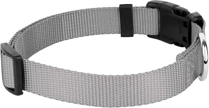 Country Brook Petz - Everyday Nylon Dog Collar and Leash - 10+ Cool Colors (3/4 Inch, Medium, Silver)