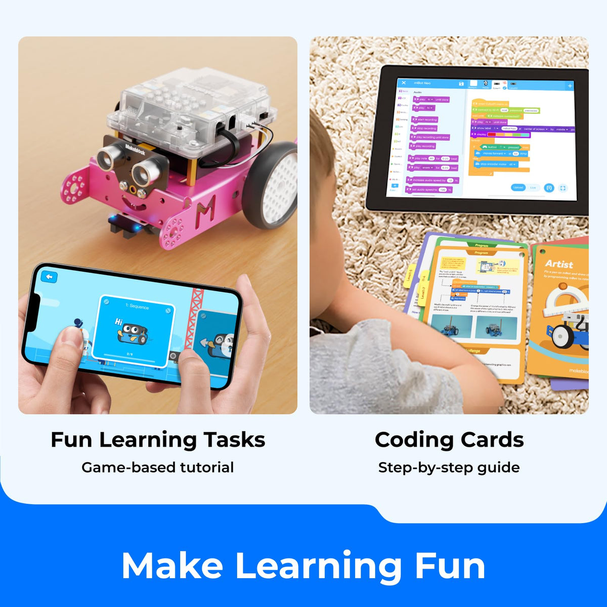 Makeblock mBot Robot Kit, STEM Projects for Kids Ages 8-12 Learn to Code with Scratch Arduino, Robot Kit for Kids, Computer Programming for Beginners Gift for Boys and Girls 8 Pink