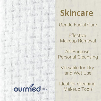 Ourmed Life Face Towels, Disposable Biodegradable Facial Towels